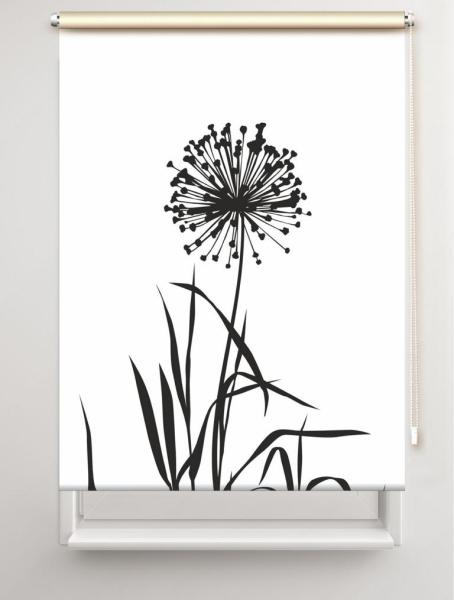 Rollo Allium 24 blanco schwarz, Rollo, Motivrollo, Rollo mit Druck, Fotorollo, bedrucktes Rollo, Fensterrollo,verdunkelndes Rollo, Sonnenschutz Rollo